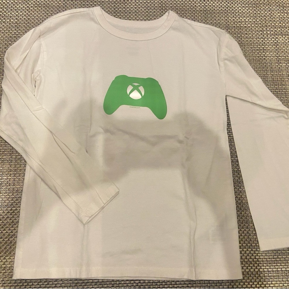 GAP Teen Sz Med White Long Sleeve Cotton T-Shirt w Microsoft Game Console Grap